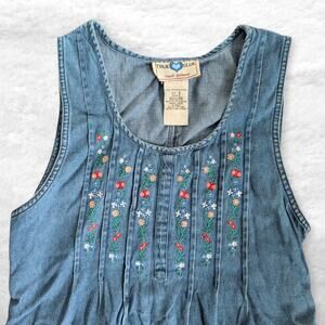 vintage true blue denim floral maxi dress